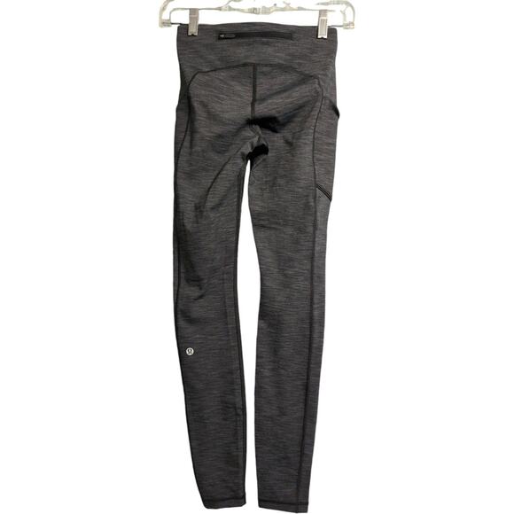 Lululemon Speed Up Tight Grey High Waisted Mid Rise Leggings Side Pockets Size 2 - Picture 2 of 8
